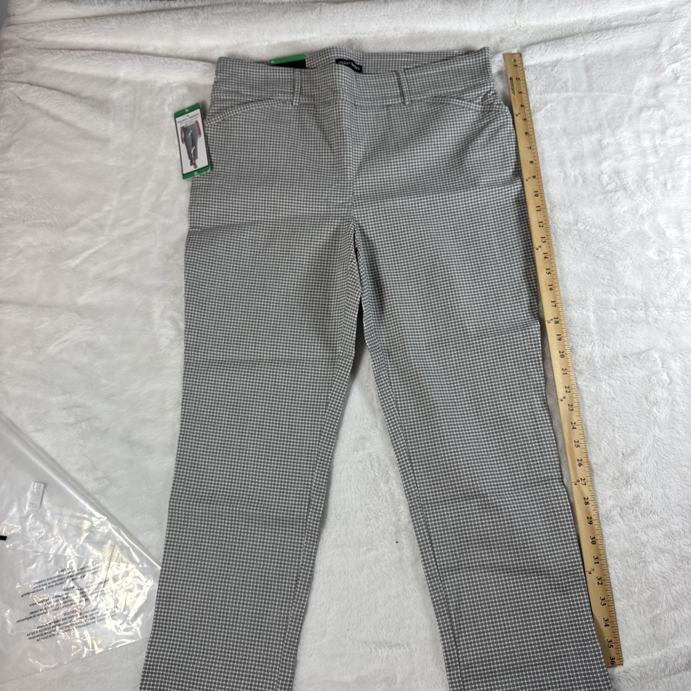 Hilary Radley Womens XL Slim Leg Pants Tummy Control Micro Check Black White NWT